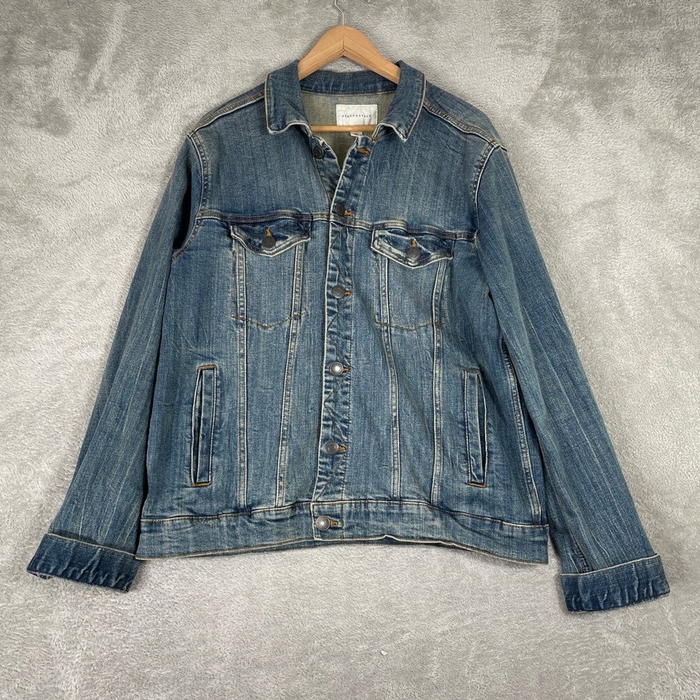 Aeropostale Denim Jacket Women Large Blue Trucker Stretch‎ Cotton Classic Indie